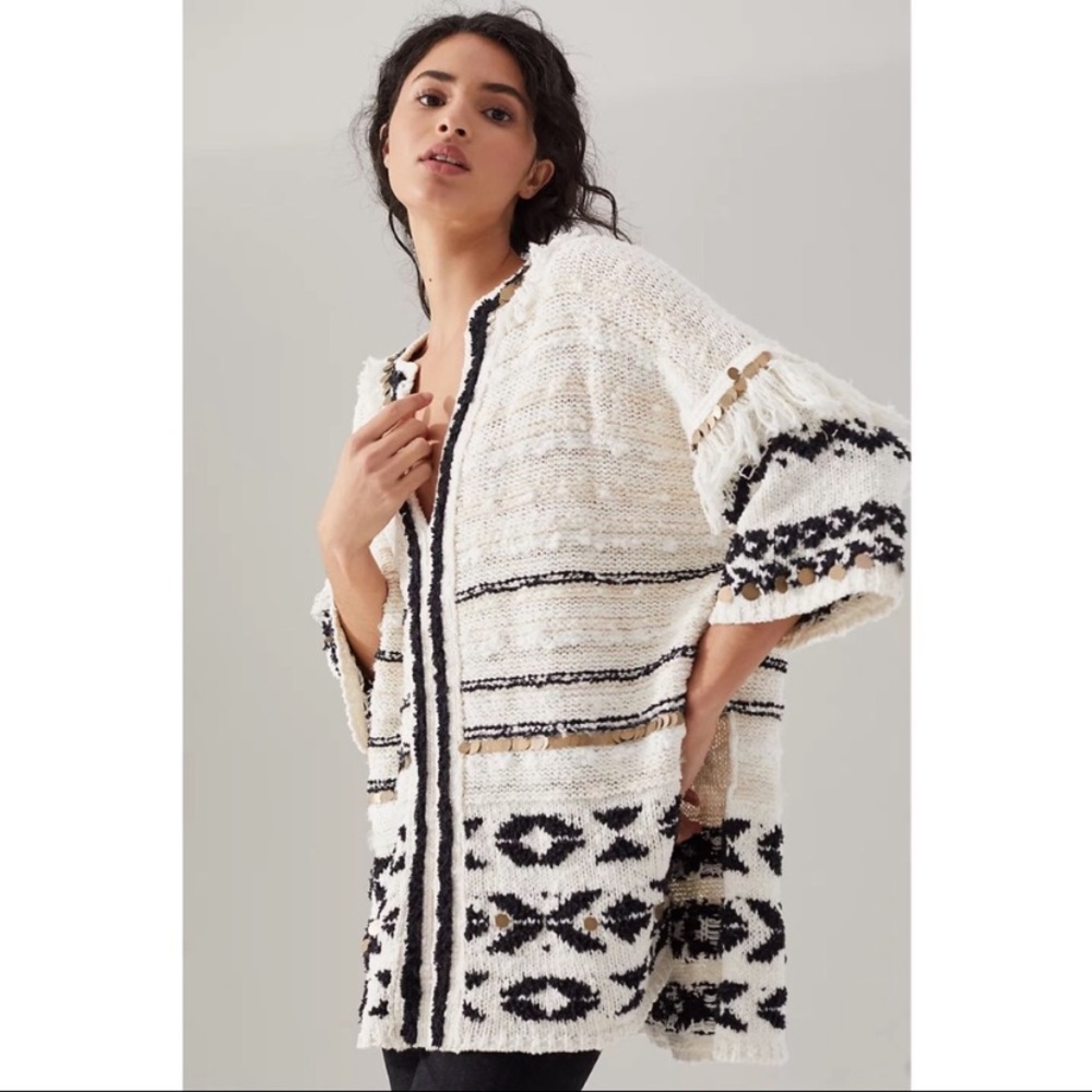 Anthropologie Margot fringed poncho sweater
